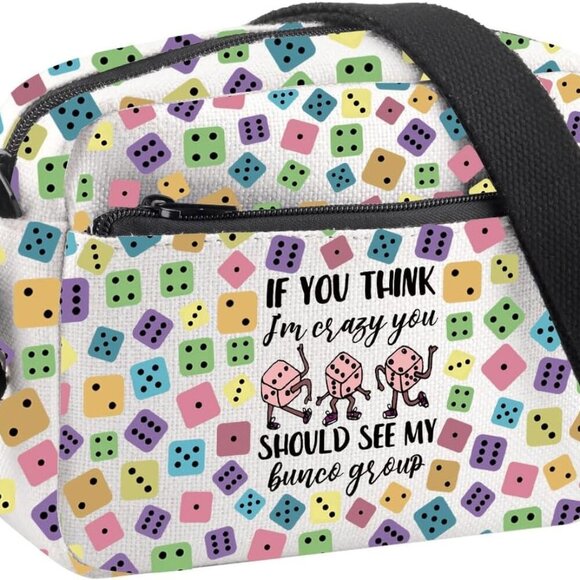 Handbags - Bunco Crossbody Bag Canvas Zipper Pockets Water-Resistant Gift for Gamblers